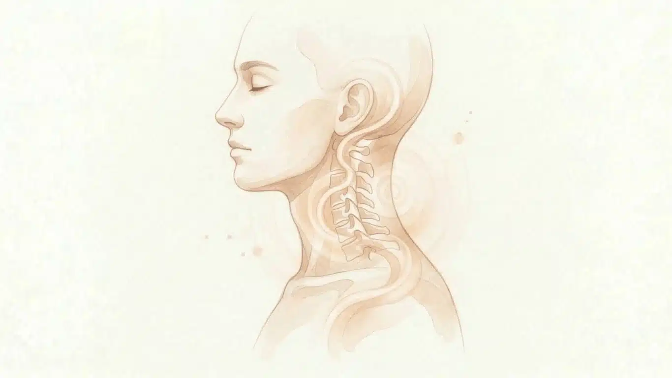 cervicales de profil avec mobilité du cou et circulation des tensions vers la tête