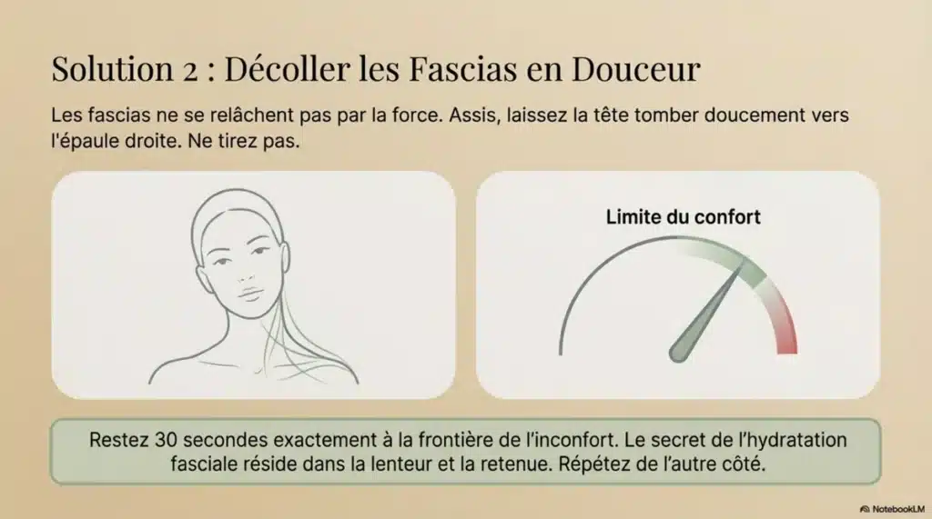 decoller fascias cervicaux inclinaison laterale 30 secondes