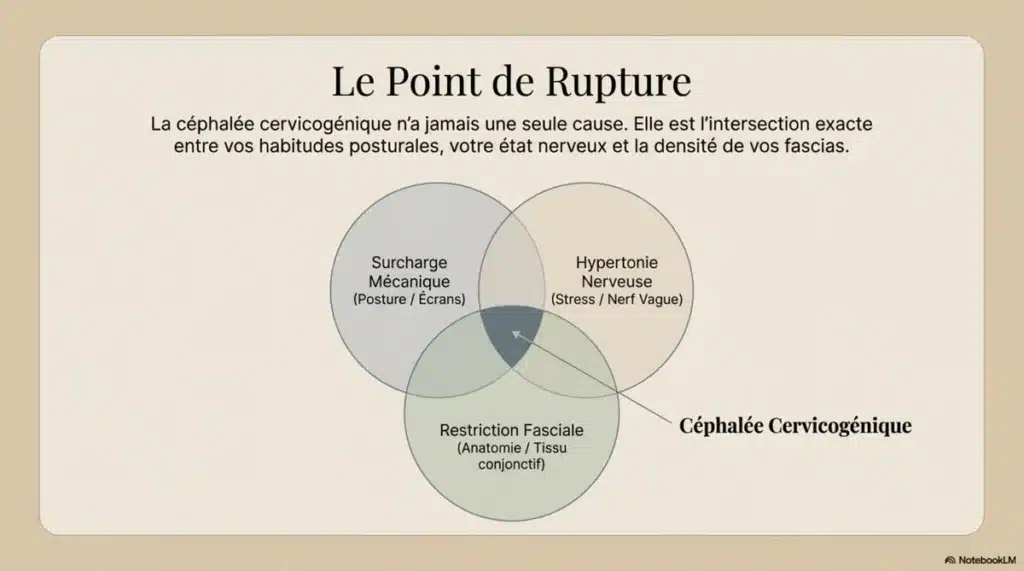 point rupture cephalee cervicogenique surcharge mecanique hypertonie restriction fasciale